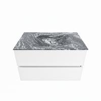 MONDIAZ VICA-DLUX 80cm badmeubel onderkast Talc 2 lades. Inbouw wastafel CLOUD midden zonder kraangat, kleur Lava. - thumbnail