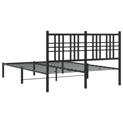 Bedframe met hoofdbord metaal zwart 140x200 cm - thumbnail