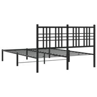 Bedframe met hoofdbord metaal zwart 140x200 cm - thumbnail