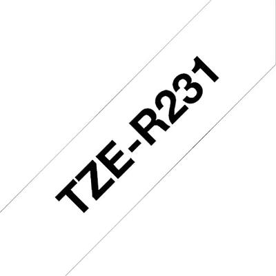 Gelamineerde Tape voor Labelmakers Brother TZE-R231 Zwart Zwart/Wit