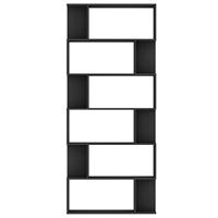 Boekenkast / kamerscherm 80x24x192 cm bewerkt hout zwart - thumbnail