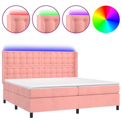 Boxspring met matras en LED fluweel roze 200x200 cm