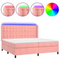 Boxspring met matras en LED fluweel roze 200x200 cm - thumbnail