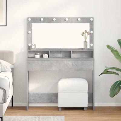 Kaptafel met plank Betongrijs 100 x 41 x 135 cm Bewerkt hout