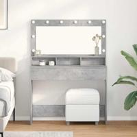 Kaptafel met plank Betongrijs 100 x 41 x 135 cm Bewerkt hout - thumbnail