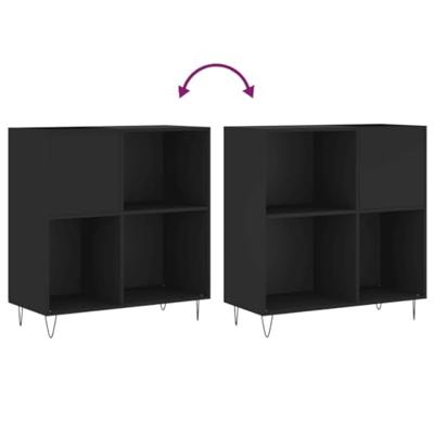 Platenkast 84,5x38x89 cm bewerkt hout zwart