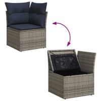 5-delige Loungeset met kussens poly rattan lichtgrijs - thumbnail