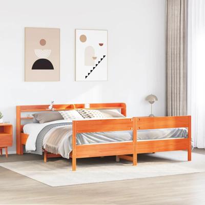 Bedframe zonder matras massief grenenhout wasbruin 180x200 cm