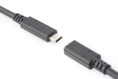 Digitus AK-300210-020-S USB-kabel USB 2.0 USB-C stekker, USB-C bus 2.00 m Zwart Flexibel, Folie afscherming, Afscherming gevlochten