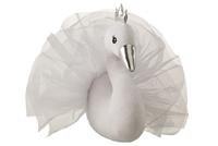 J-Line wanddecoratie Zwaan - pluche - wit|zilver - thumbnail