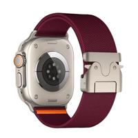 By Qubix - Nylon bandje met Parachute sluiting - Bordeaux - Compatible met Apple Watch 38mm / 40mm / 41mm / 42mm - Compatible Apple watch bandjes - thumbnail