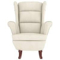 Schommelstoel met massief rubberwood poten fluweel crèmekleurig - thumbnail