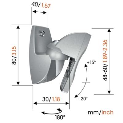 Vogels VLB500 Audio muurbeugel Zilver - thumbnail