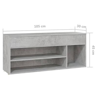 VidaXL Schoenenbank 105x30x45 cm bewerkt hout betongrijs