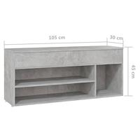 VidaXL Schoenenbank 105x30x45 cm bewerkt hout betongrijs - thumbnail