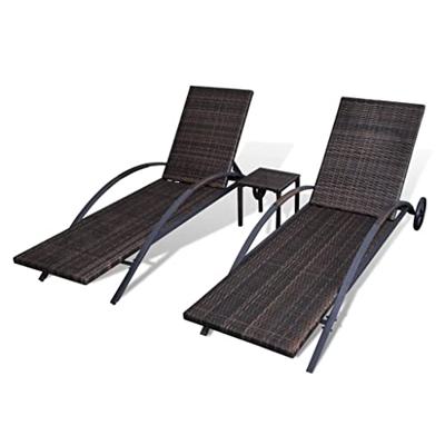 VidaXL Ligbedden met tafel poly rattan bruin