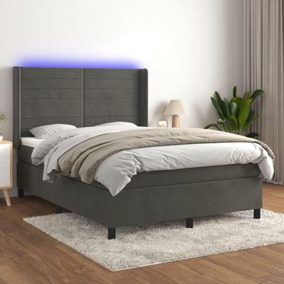 Boxspring met matras en LED fluweel donkergrijs 140x190 cm