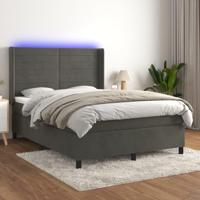 Boxspring met matras en LED fluweel donkergrijs 140x190 cm - thumbnail