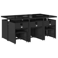 11-delige Tuinset met kussens poly rattan zwart - thumbnail