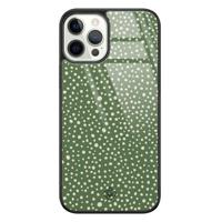 iPhone 12 Pro glazen hardcase - Green dots - thumbnail