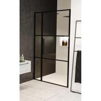 Douchedeur met Vast Paneel Riho Grid 120x200 cm 6 mm Helderglas Zwarte Profielen Riho - thumbnail
