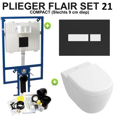 Plieger Flair Compact Subway 2.0 Compact set21 Zwart/ Wit (meerprijs €30,00)