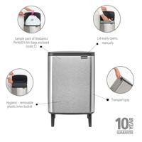 Brabantia Bo hi afvalemmer 12 liter met kunststof binnenemmer matt steel fingerprint proof - thumbnail