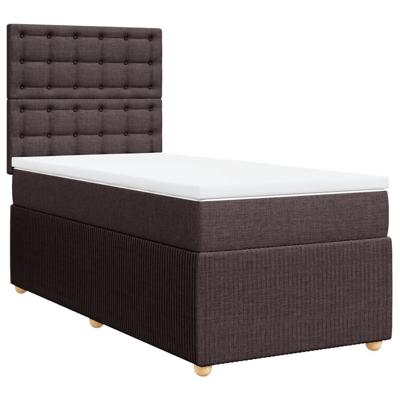 Boxspring met matras stof donkerbruin 90x200 cm - thumbnail