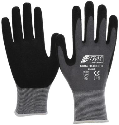 NITRAS SAFETY Nitras fijn gebreide handschoen "flexible fit" glove size 8 knit gray/sw flexible fit