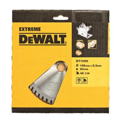 DeWalt Accessoires Cirkelzaagblad (accu/invalzaag), 165x20x48t, trapezium, kerf 2,0mm, Laminaten - DT1086-QZ DeWalt Accessoires Cirkelzaagblad (accu/invalzaag), 165x20x48t, trapezium, kerf 2,0mm, Laminaten - DT1086-QZ