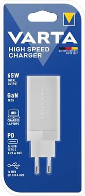 Varta High Speed Charger 65W USB-oplader 65 W 1x USB-A, 2x USB-C Binnen Varta High Speed Charger 65W USB-oplader 65 W 1x USB-A, 2x USB-C Binnen
