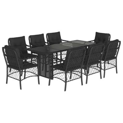 9-delige Tuinset poly rattan zwart 9-delige Tuinset poly rattan zwart