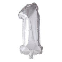 Folie ballon nummer '1' zilver 40cm - thumbnail