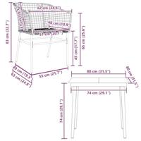 3-delige Tuinset poly rattan glas bruin - thumbnail