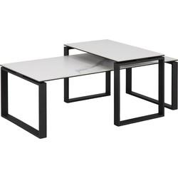 Sohome Salontafel 'Parker' Set van 2 stuks, Keramiek met marmerlook, kleur Wit