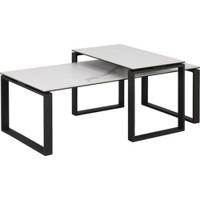 Sohome Salontafel 'Parker' Set van 2 stuks, Keramiek met marmerlook, kleur Wit - thumbnail