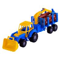 Cavallino junior tractor met kraan aanhangwagen en hout, 46cm - thumbnail