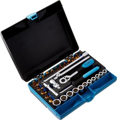 HAZET Dopsleutelset 854-1 | 1/4 inch (6,3 mm) vierkant hol | Buiten-zeskant-tractieprofiel, Binnen-zeskant-profiel, Kruiskop profiel PH | 33-delig |