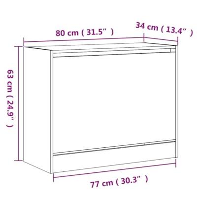 VidaXL Schoenenkast 80x34x63 cm bewerkt hout sonoma eikenkleurig VidaXL Schoenenkast 80x34x63 cm bewerkt hout sonoma eikenkleurig