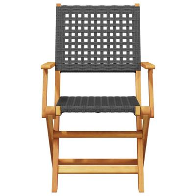 Tuinstoelen 6 st inklapbaar poly rattan en massief hout zwart