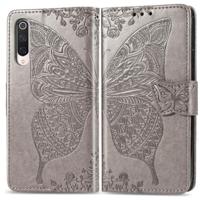 Voor Xiaomi 9 Pro Butterfly Love Flower reliëf horizontale Flip lederen draagtas met beugel Lanyard Card slot portemonnee (grijs) - thumbnail