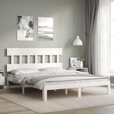 Bedframe zonder matras massief grenenhout wit 160x200 cm
