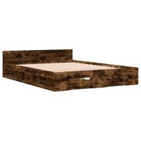 Bedframe met lades bewerkt hout gerookt eikenkleurig 120x200 cm - thumbnail