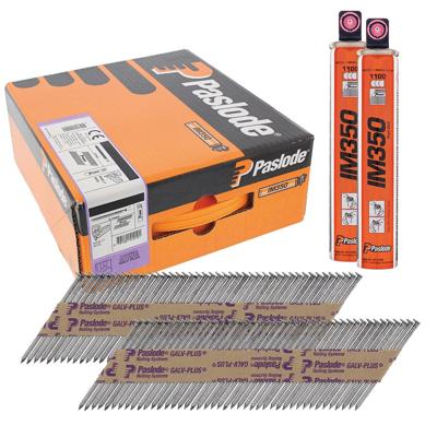 Paslode 34° Papier Gebonden Stripnagels IM350 | D-Kop | 3,1x75 mm | Galv-Plus® | Ring | +2x Gas VE=2200 - 141227