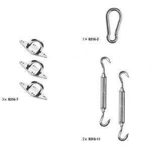 Nesling bevestigingsset voor schaduwdoek driehoek Nesling bevestigingsset voor schaduwdoek driehoek