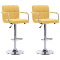 Barstoelen 2 st stof geel - thumbnail