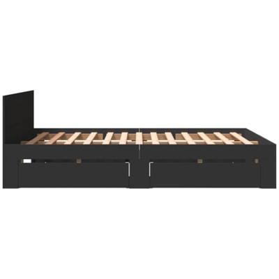 Bedframe met hoofdeinde zonder matras 160x200 cm zwart