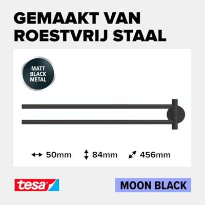tesa MOON BLACK Handdoekhouder 2 handdoekstangen Lijm Metaal tesa MOON BLACK Handdoekhouder 2 handdoekstangen Lijm Metaal