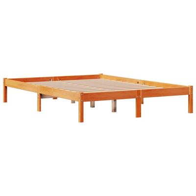 Bedframe met hoofdbord massief grenenhout wasbruin 150x200 cm