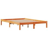 Bedframe met hoofdbord massief grenenhout wasbruin 120x200 cm - thumbnail
